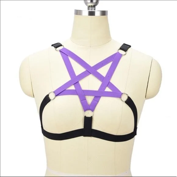 Purple Pentagram Bra Cage Lightly Padded Bra
