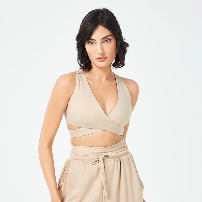 Retrograde Criss Cross Bra Top - Cobblestone Smooth Fit Bra