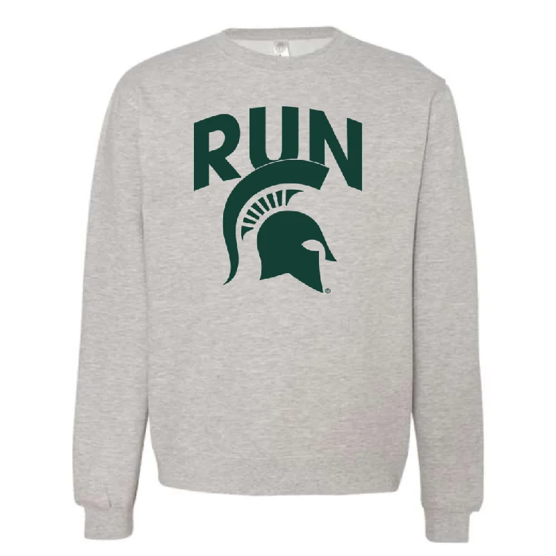 Run Sparty Crew Sweatshirt Hoodie with Pocket Utility Practical