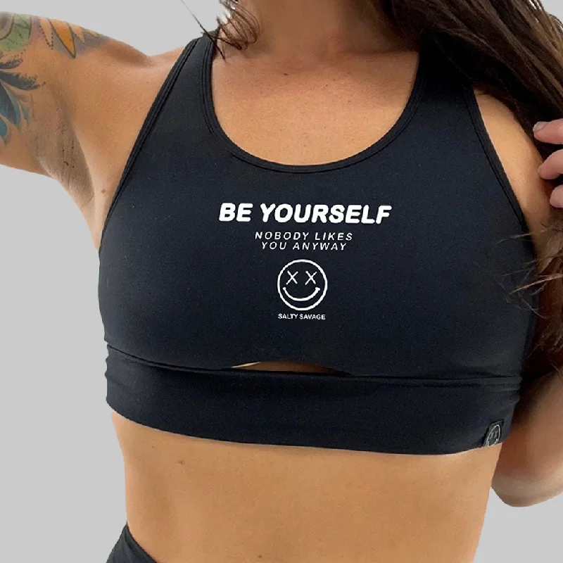 Salty Savage Ladies “Be Yourself” Peekaboo Sports Bra | Cocoa Beach Performance Casual Bralette Set Salty Savage Ladies “Be Yourself” Peekaboo Sports Bra | Cocoa Beach Performance Casual Bralette Set