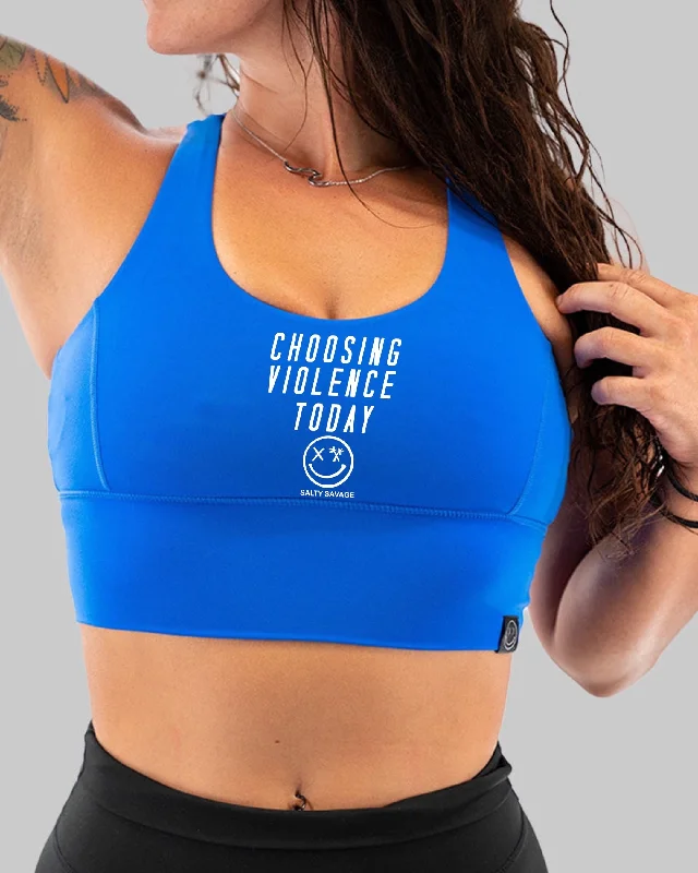 Salty Savage Ladies "Choosing Violence Today" X Back Sports Bra | Cocoa Beach Performance Soft Mesh Bra
