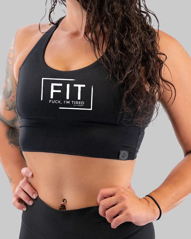 Salty Savage Ladies "FIT Fuck, I’m Tired" X Back Longlne Sports Bra | Cocoa Beach Performance Padded Push-Up Bra Salty Savage Ladies "FIT Fuck, I’m Tired" X Back Longlne Sports Bra | Cocoa Beach Performance Padded Push-Up Bra