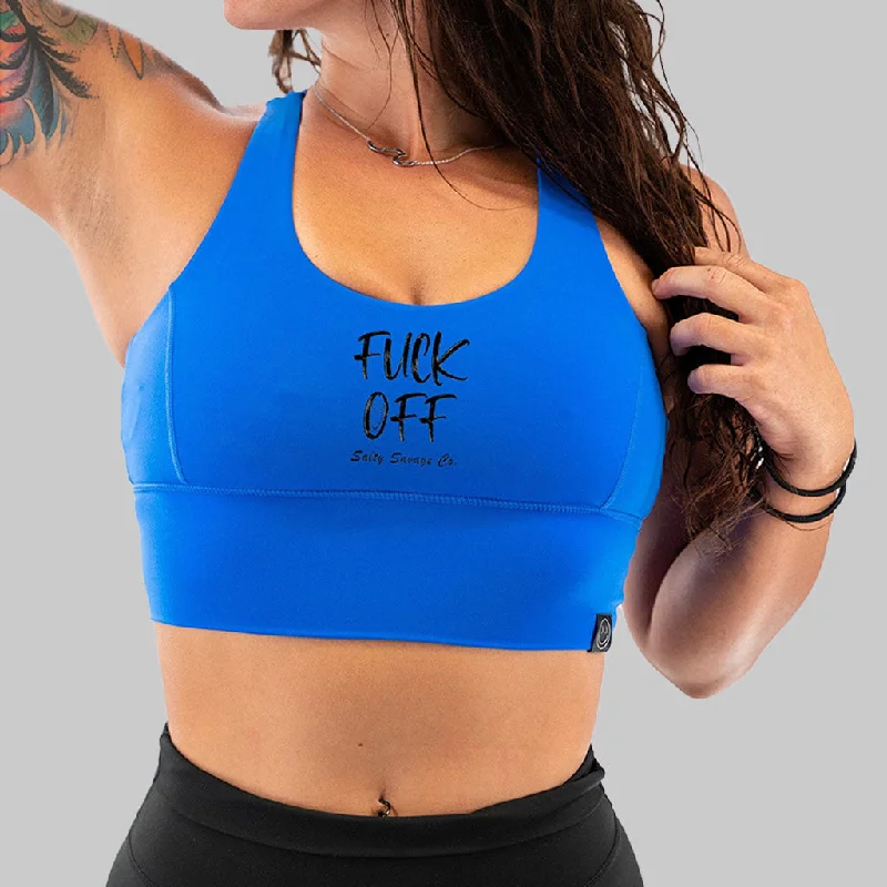 Salty Savage Ladies "Fuck Off" X Back Sports Bra | Cocoa Beach Performance Comfortable Bralette Style