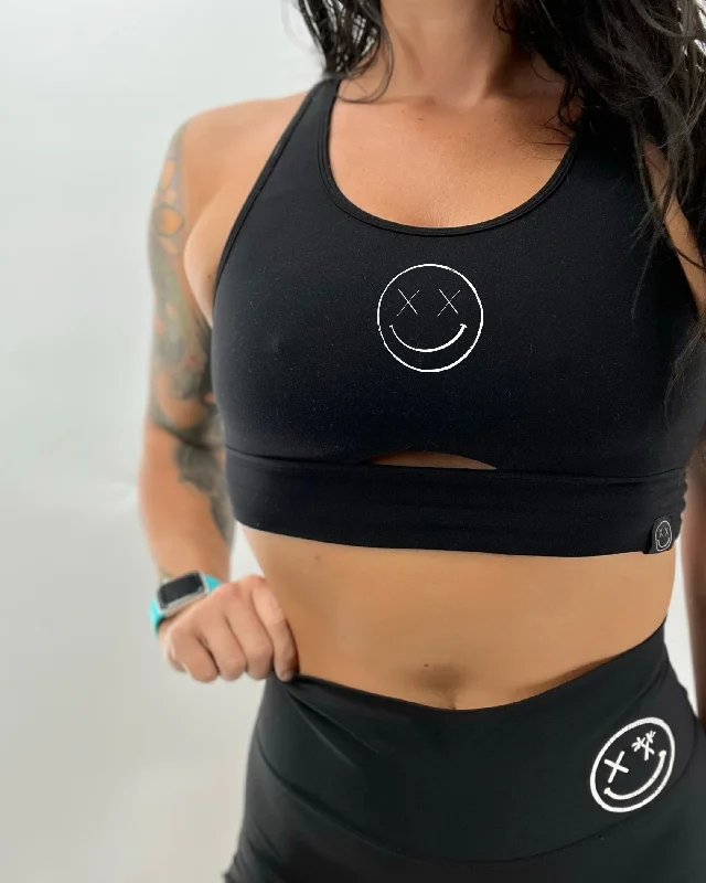 Salty Savage Ladies “OG Smile” Peekaboo Sports Bra | Cocoa Beach Performance Breathable Comfort Bra Salty Savage Ladies “OG Smile” Peekaboo Sports Bra | Cocoa Beach Performance Breathable Comfort Bra