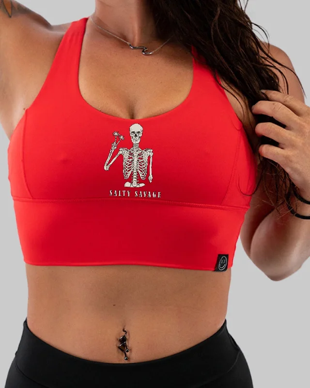 Salty Savage Ladies "Peace Skeleton" X Back Sports Bra | Cocoa Beach Performance Light Padded Bra