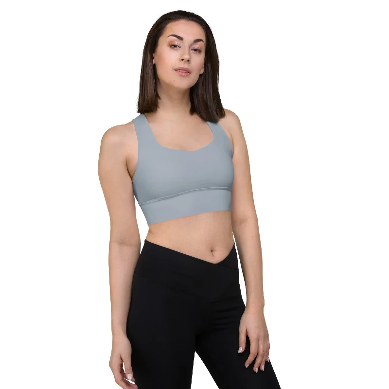 Seamless Longline Grey Sports Bra, lioness-love Sexy Mesh Bra