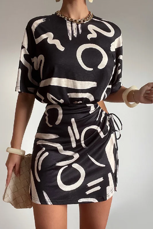 SIMONA MINI DRESS - YORK BLACK Chic Tropical Mini Dress