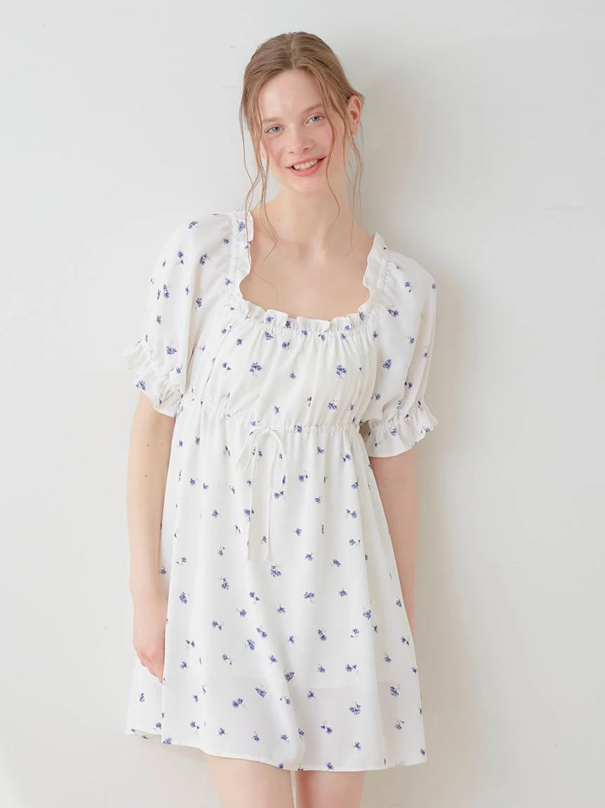 Small Floral Smocked Mini Dress Trendy Bodycon Mini Dress