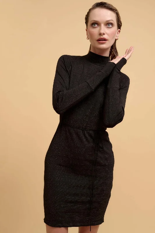 Sparkling Beauty Shimmer Knit Mock-Neck Mini Dress Trendy Tie-Dye Mini Dress