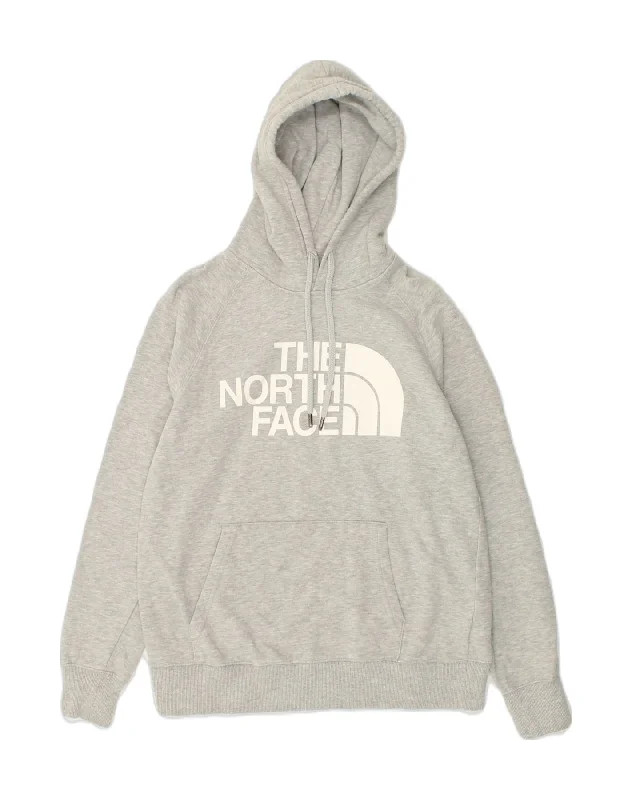 THE NORTH FACE Womens Graphic Hoodie Jumper UK 10 Small Grey Cotton Hoodie with Longline Fit Extended Stylish