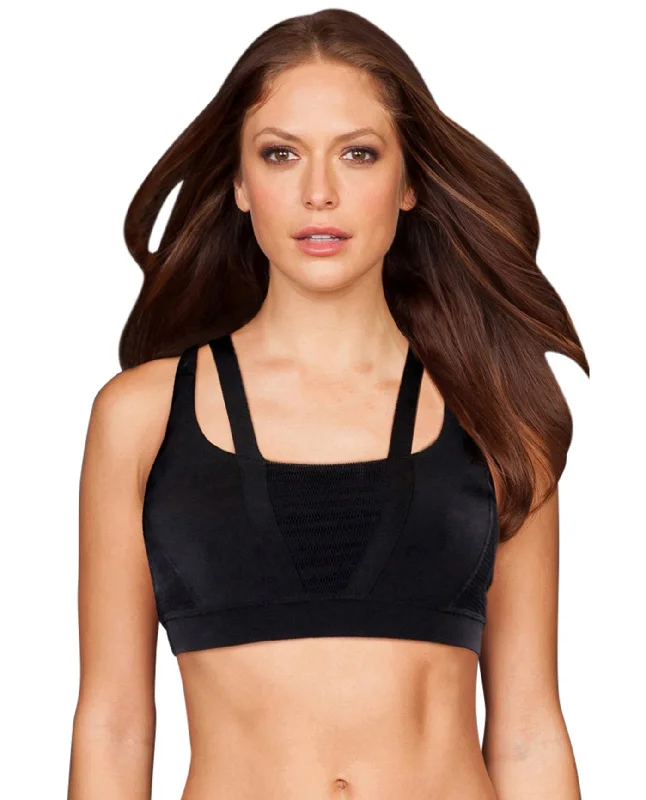 TLF Apparel Prima Black Strappy Devant Low Impact Bra Seamless Fit Bra