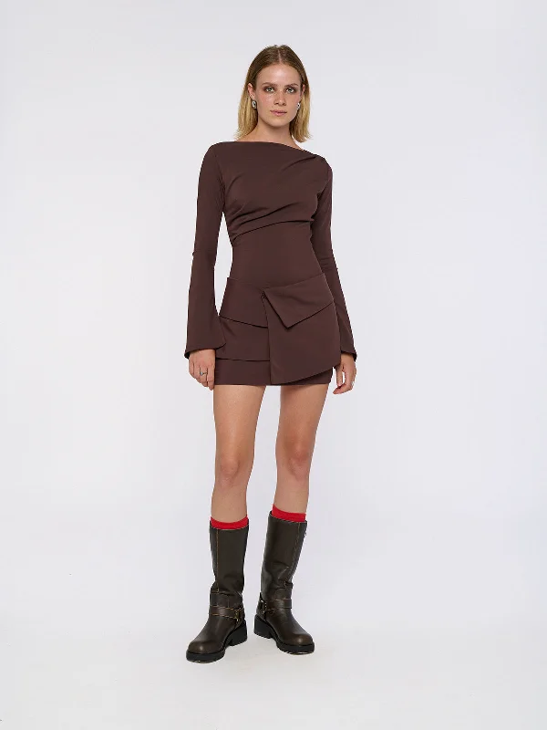 UMA mini dress - chocolate Trendy Crossover Mini Dress