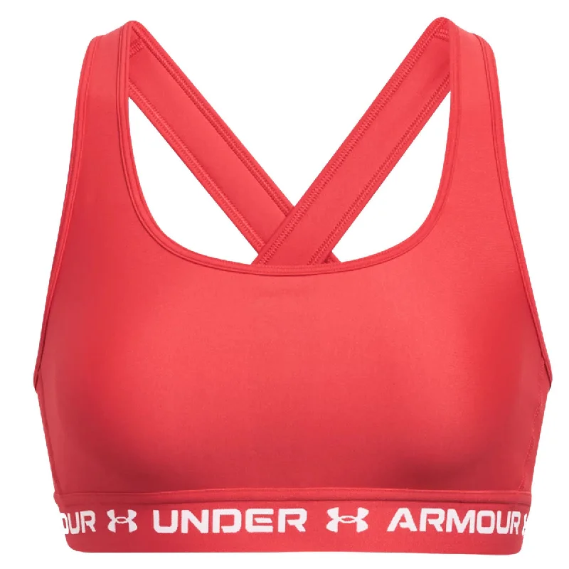 Under Armour Armour Mid Crossback Sports Bra - Womens - Red Solstice/White Wireless Lace Bra