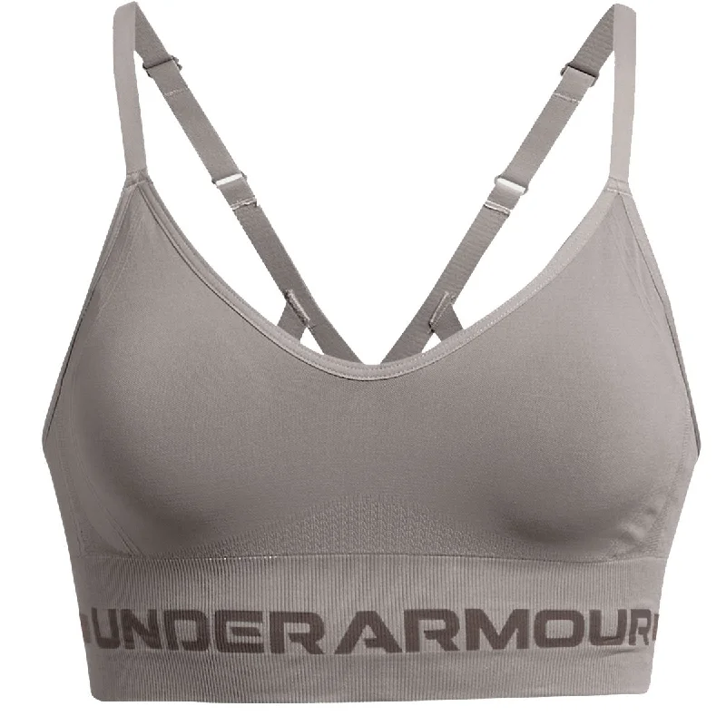 Under Armour Seamless Low Long Sports Bra - Womens - Pewter/Fresh Clay Adjustable Fit Bra
