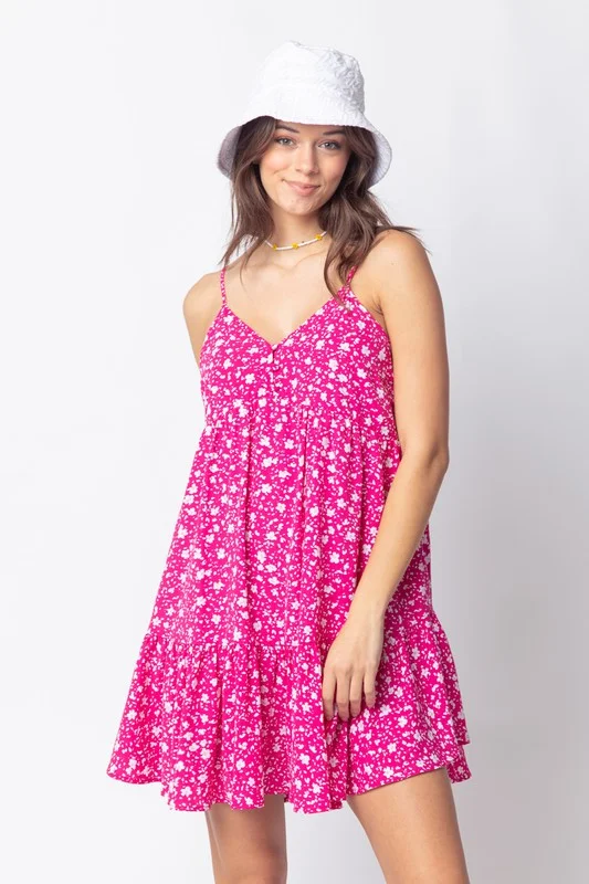 VERY J Casual irregular dotted print babydoll mini dress Trendy Cut-Out Mini Dress