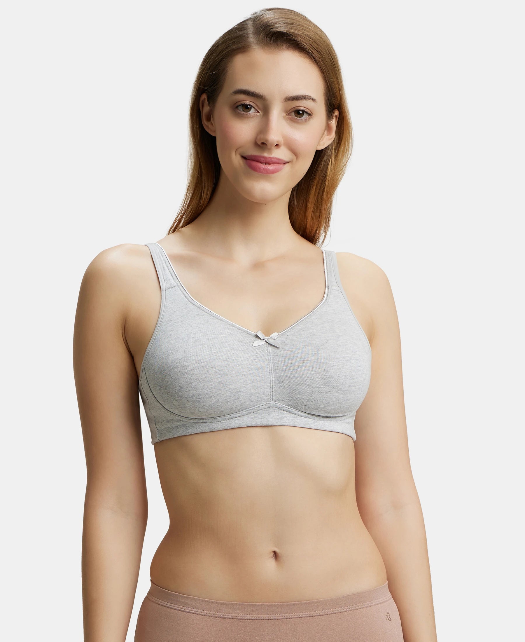 Wirefree Non Padded Super Combed Cotton Elastane Stretch Full Coverage Everyday Bra with Concealed Shaper Panel - Steel Grey Melange Contour Bra Style Wirefree Non Padded Super Combed Cotton Elastane Stretch Full Coverage Everyday Bra with Concealed Shaper Panel - Steel Grey Melange Contour Bra Style
