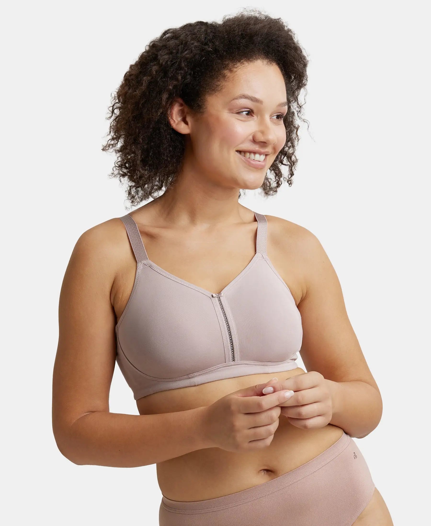Wirefree Non Padded Super Combed Cotton Elastane Stretch Full Coverage Minimizer Bra - Mocha Smooth Push-Up Bra Wirefree Non Padded Super Combed Cotton Elastane Stretch Full Coverage Minimizer Bra - Mocha Smooth Push-Up Bra