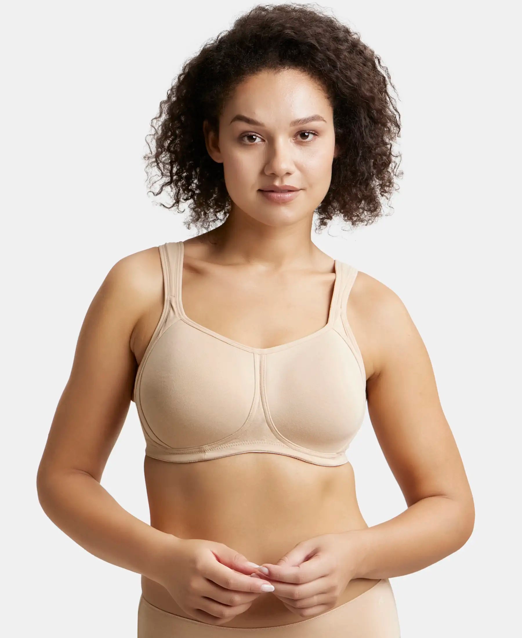 Wirefree Padded Super Combed Cotton Elastane Stretch Full Coverage Plus Size Bra with Broad Cushioned Fabric Strap - Light Skin Comfortable Fit Bralette Wirefree Padded Super Combed Cotton Elastane Stretch Full Coverage Plus Size Bra with Broad Cushioned Fabric Strap - Light Skin Comfortable Fit Bralette