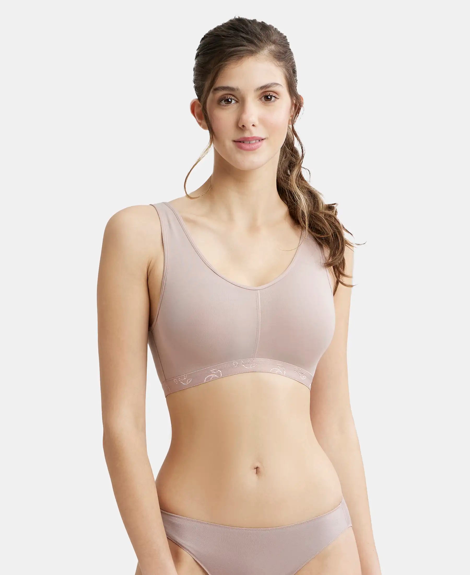 Wirefree Padded Super Combed Cotton Elastane Stretch Full Coverage Lounge and Sleep Bra with Removable Pads - Mocha Lightly Padded Bra Wirefree Padded Super Combed Cotton Elastane Stretch Full Coverage Lounge and Sleep Bra with Removable Pads - Mocha Lightly Padded Bra