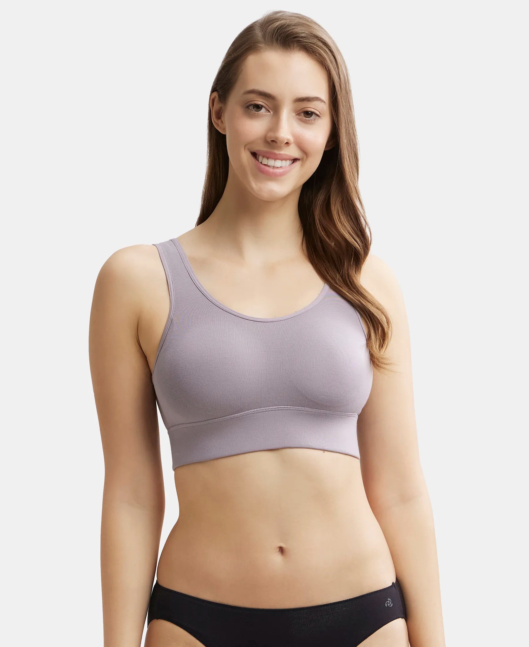 Wirefree Padded Tencel Lyocell Elastane Stretch Full Coverage Lounge Bra with Stay Fresh Properties and Removable Pads - Minimal Grey Padded Push-Up Bra Wirefree Padded Tencel Lyocell Elastane Stretch Full Coverage Lounge Bra with Stay Fresh Properties and Removable Pads - Minimal Grey Padded Push-Up Bra