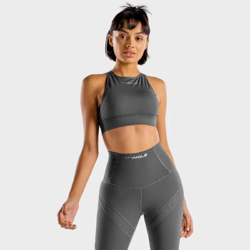 Wolf Sports Bra - Graphite Comfortable Lace Bra