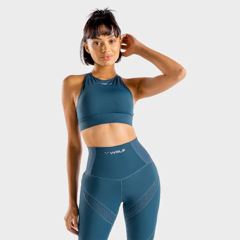 Wolf Sports Bra - Peacock Chic Satin Bra