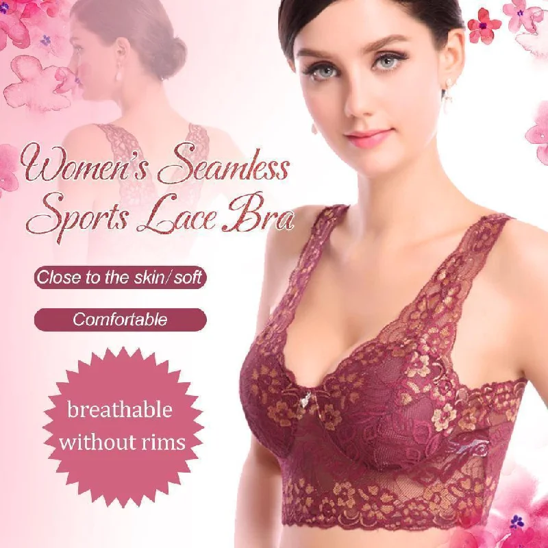 Women's Seamless Sports Lace Bra Chic Lace Bralette