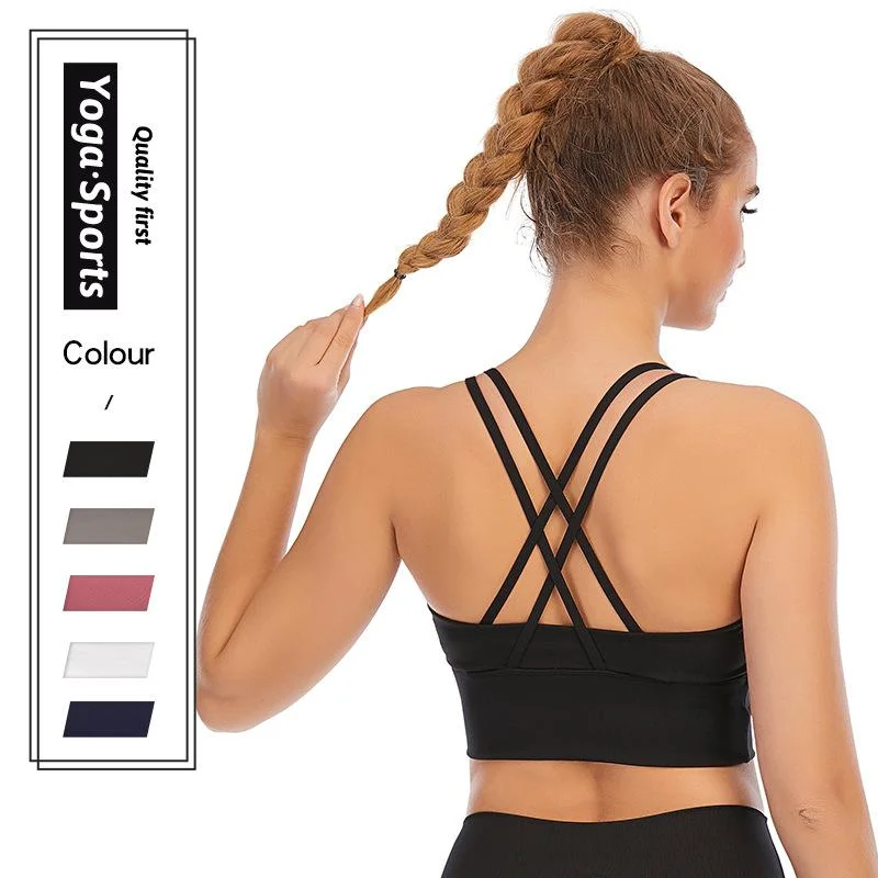 Young Women's New Sports Underwear Women's Multi-strap Cross Back Shock Absorption Sports Yoga Bra Breathable Comfort Bra