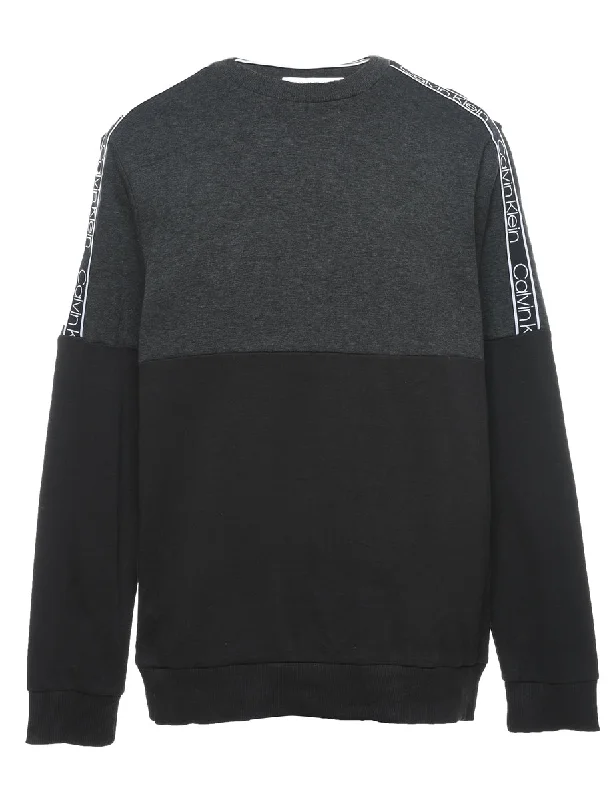 Calvin Klein Black & Grey Contrast Plain Sweatshirt - M Hoodie with Lace Feminine Delicate