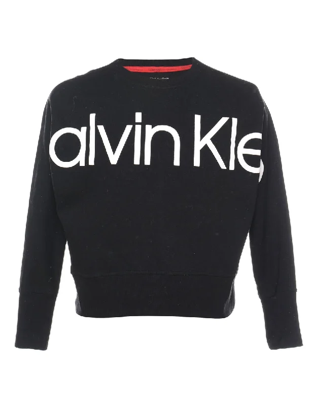 Calvin Klein Printed Sweatshirt - S Hoodie with Raglan Sleeves Sporty Comfortable