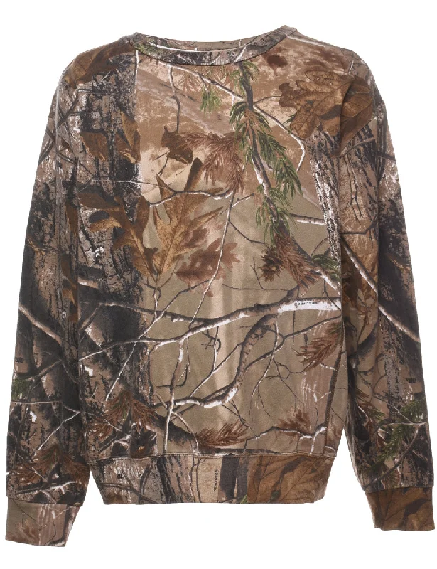 Camouflage Design Sweatshirt - L Hoodie with Elastic Waist Stretchable Comfortable