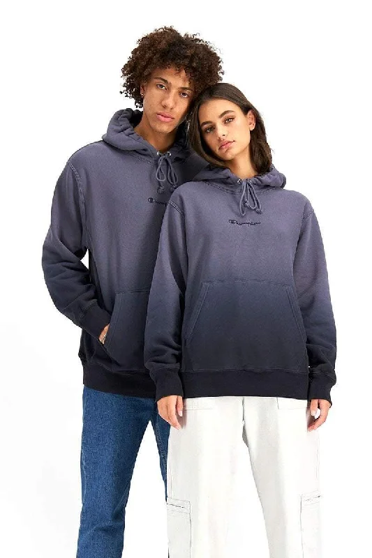 CHAMPION REVERSE WEAVE OMBRE UNISEX HOODIE - PEPPERCORN GREY Hoodie with Mock Neck Collared Structured