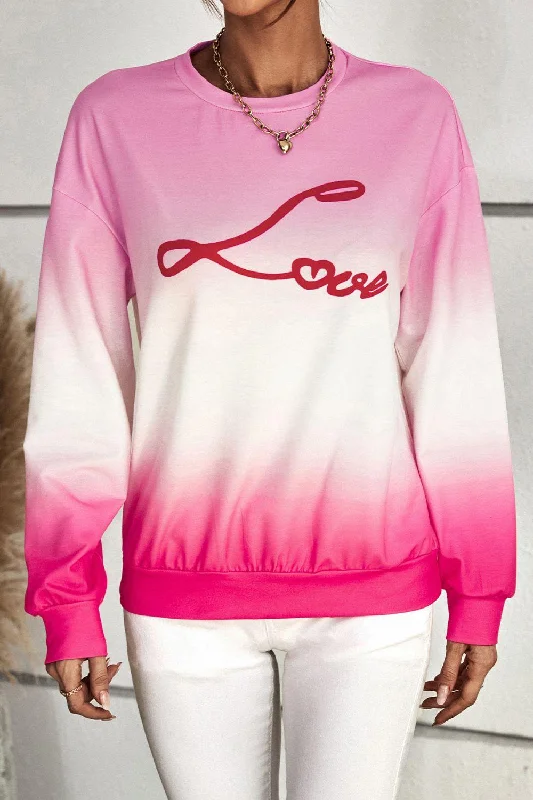 GRADIENT LOVE DROPPED SHOULDER SWEATSHIRT Hoodie with Sequins Glamorous Eye-catching