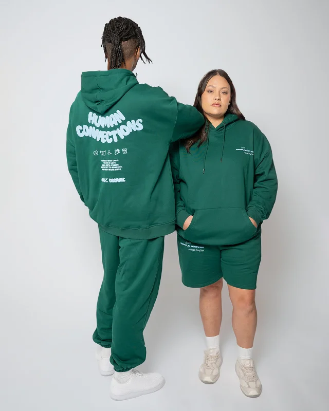 Human Connection Hoodie - Rain Forest Hoodie with Hem Detail Decorative Unique