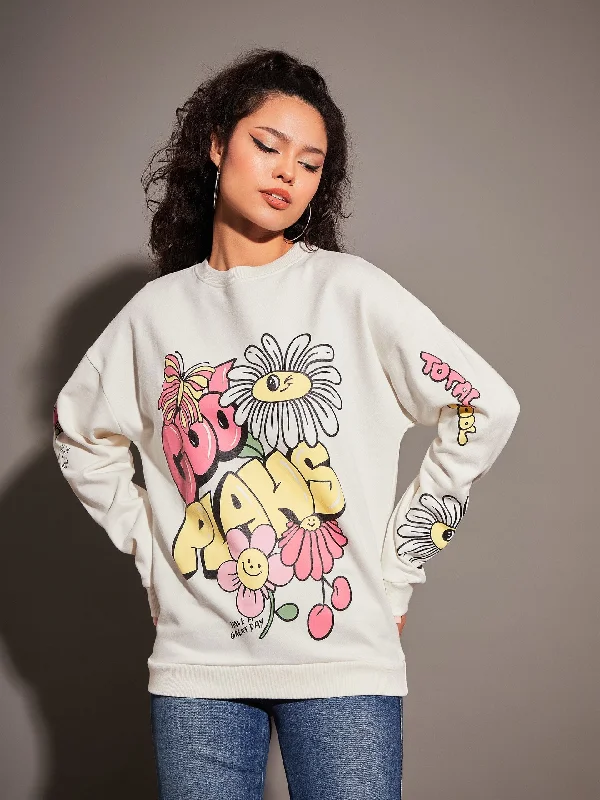 Women Off-White COOL PLANS Oversized Sweatshirt Hoodie with Camouflage Military Edgy