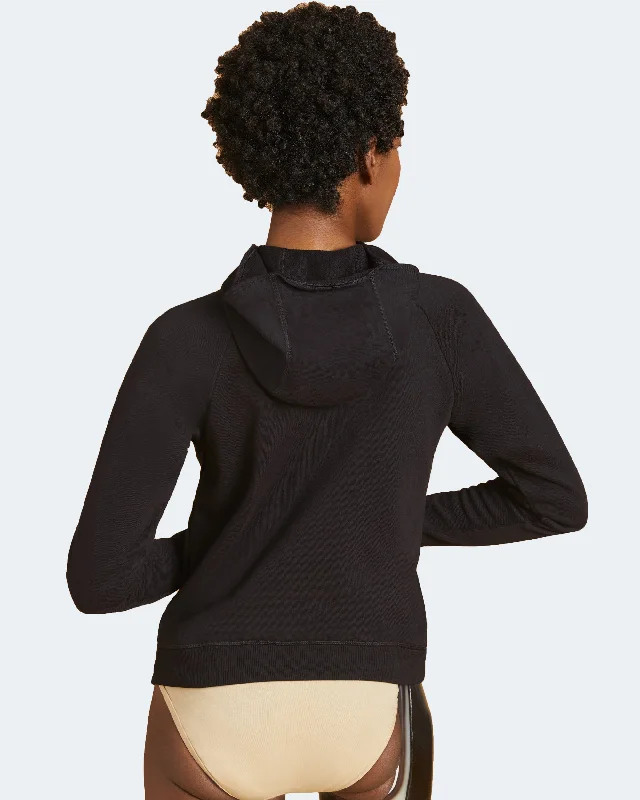 Adaptive Zip Hoodie - Black Hoodie with Hem Embroidery Detailed Premium
