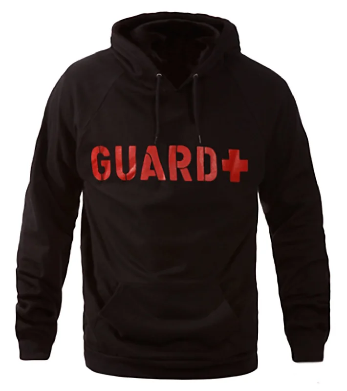 Sporti Guard Unisex Hooded Sweatshirt Black Hoodie with Front Slit Layering Stylish