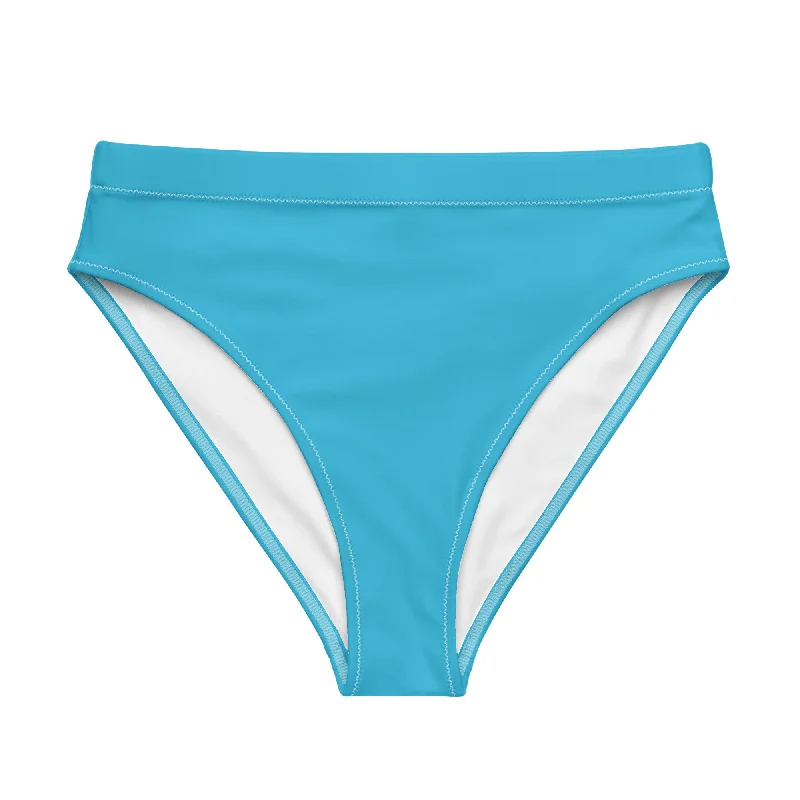 Aqua Blue High Waisted Bikini Swimsuit Bottom Luxury Swimsuit Style