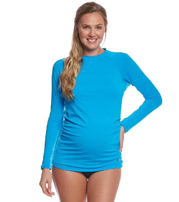 EQ Swimwear Turquoise Hawaii Maternity Rashguard V-Neck Swim Dress