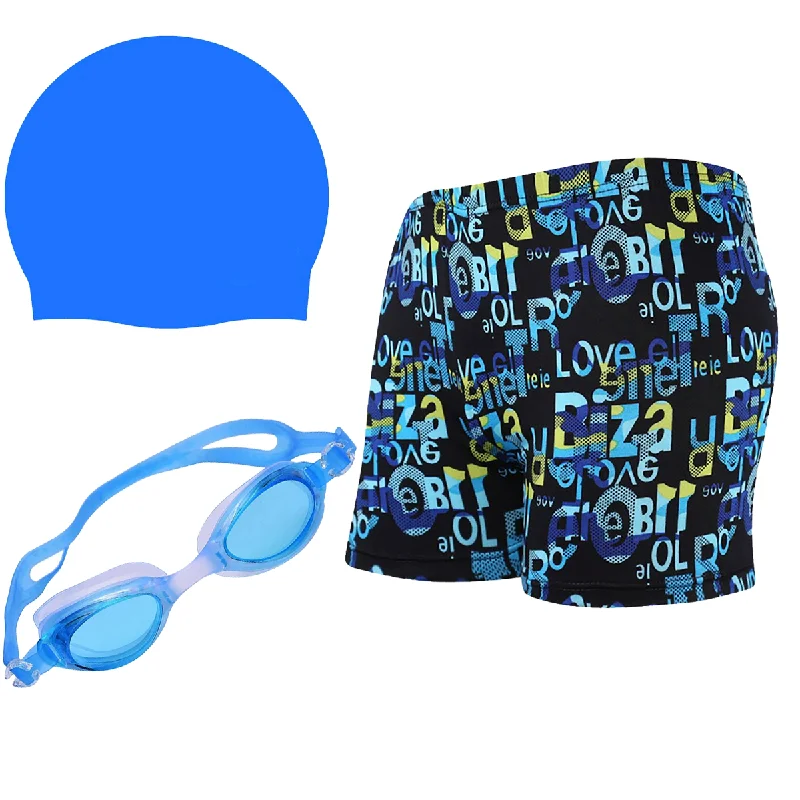 Fancydresswale Swimming Combo for boys - Set of swimming shorts, Silicon cap and Swimming Goggles Adjustable Strap Swimsuit