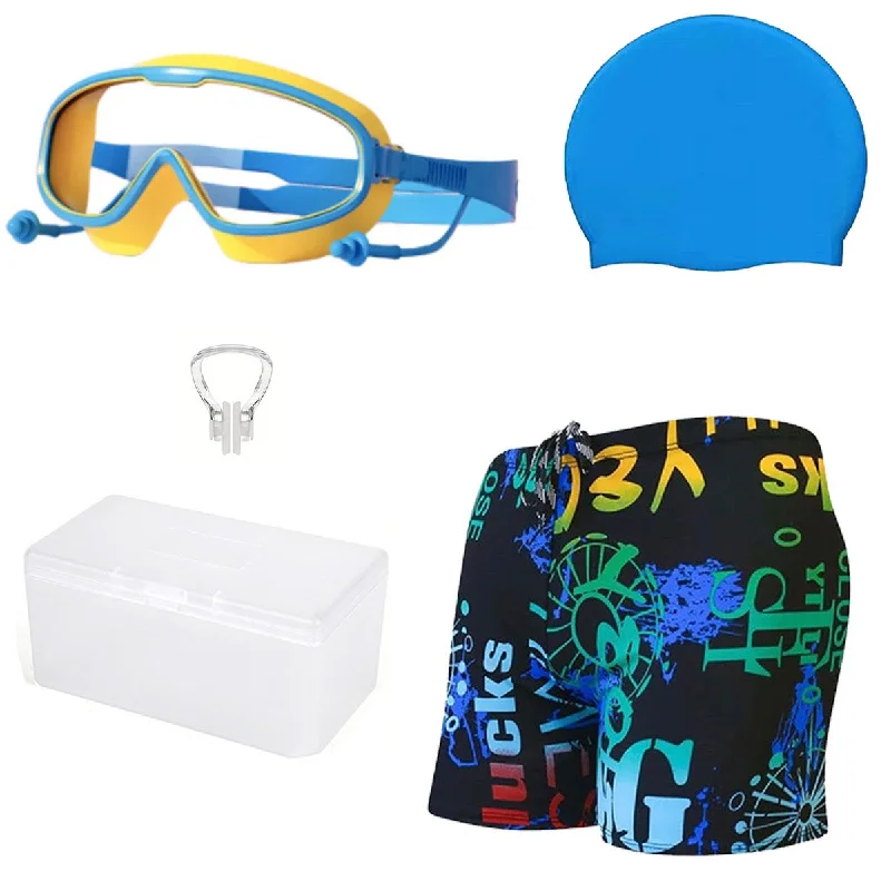 Fancydresswale Swimming Combo for boys- swimming trunk, cap, goggles, nose clip with box- Professional swimming gears Color-Block Bikini Fancydresswale Swimming Combo for boys- swimming trunk, cap, goggles, nose clip with box- Professional swimming gears Color-Block Bikini
