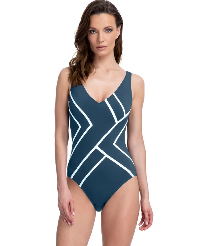 Full Coverage Gottex Essentials Mirage V-Neck High Back One Piece Swimsuit Cross-Back Bikini Full Coverage Gottex Essentials Mirage V-Neck High Back One Piece Swimsuit Cross-Back Bikini