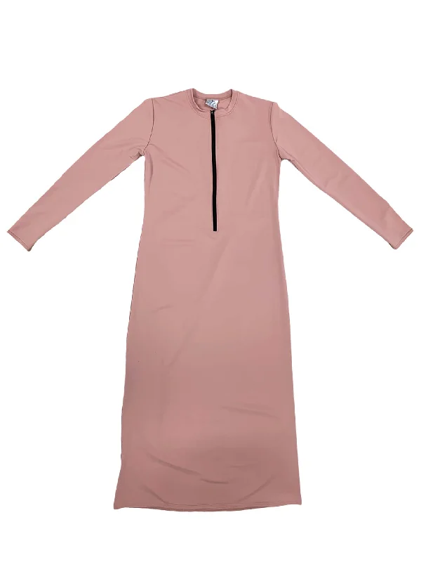 LUXE BY DANIELLE Half Zip Swim Dress With Belt Deep-V Swimsuit Design