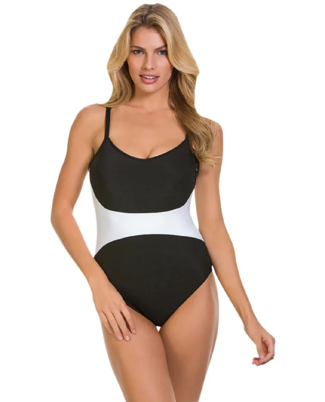 Magicsuit Black White Color Block Serena One Piece Swimsuit Soft Beachwear Set
