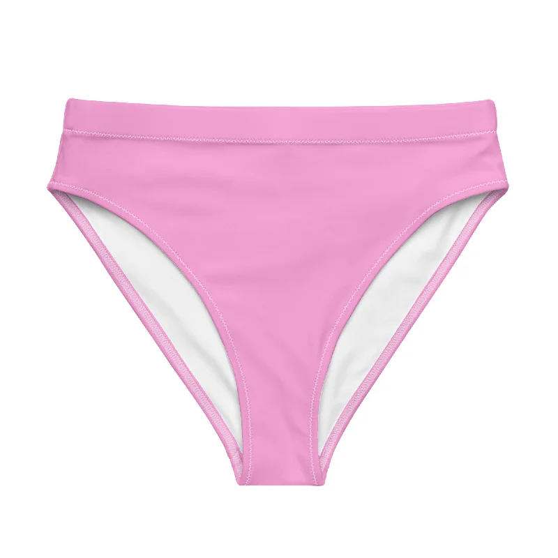 Pink High Waisted Bikini Swimsuit Bottom Soft Beachwear Set