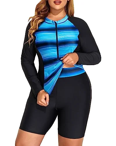 Plus Size Long Sleeve Rash Guard Swimsuits Upf 50 Comfortable Swim Dress