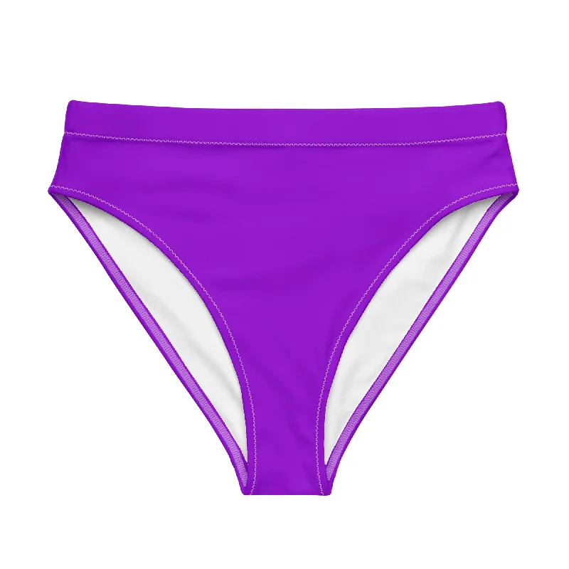 Purple High Waisted Bikini Bottom Swimsuit Solid Color Swimsuit