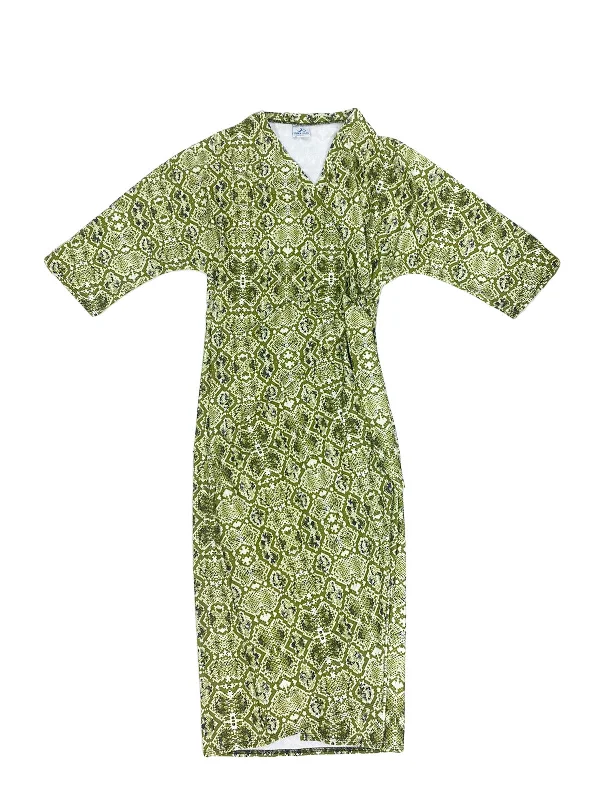 Green Reptile Maxi Knot Swim Dress Sporty Swim Shorts