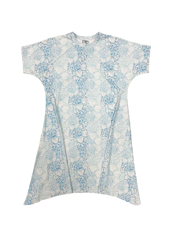 Blue Floral Short Sleeve Swing Swim Dress Monokini Swimsuit Design
