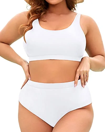 Trendy Scoop Neck Bikini Women's High Waist Plus Size Swimsuit Sexy Monokini Swimsuit